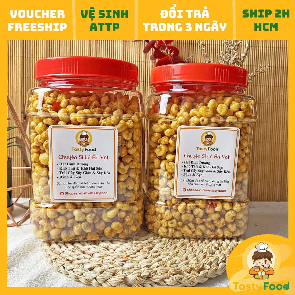 [Hũ vuông] 1,2KG Bắp Sấy Bơ Tỏi  Tatsy Food | HOÀN ĐỔI 100% nếu không như mô tả
