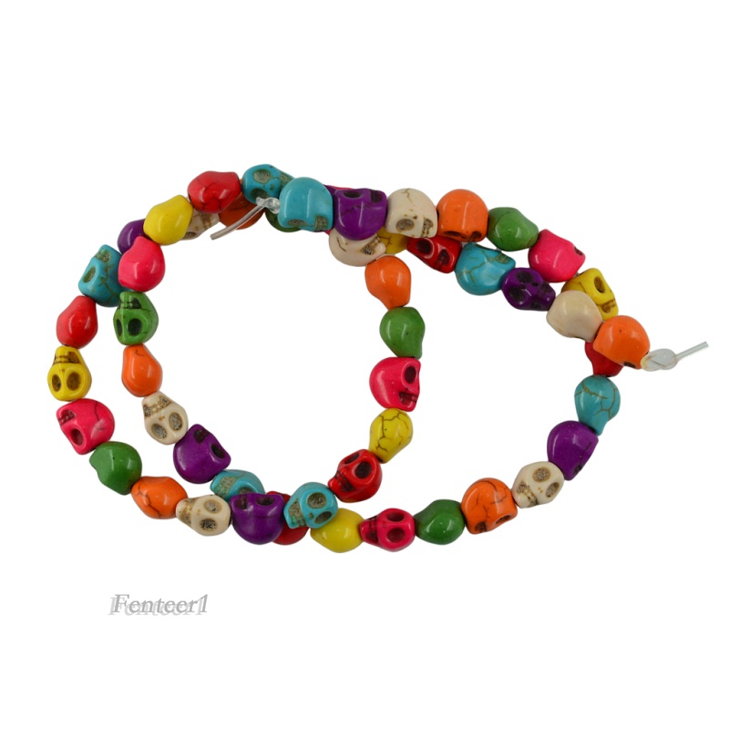 Set 1 / 52 Hạt Xỏ Lỗ Hình Đầu Lâu Nhiều Màu Sắc Dùng Để Làm Trang Sức Thủ Công