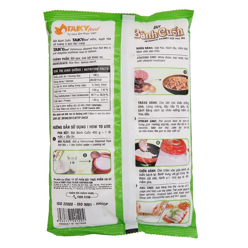 Bột bánh cuốn Tài Ký gói 400g - không cholesterol, không chất hóa học