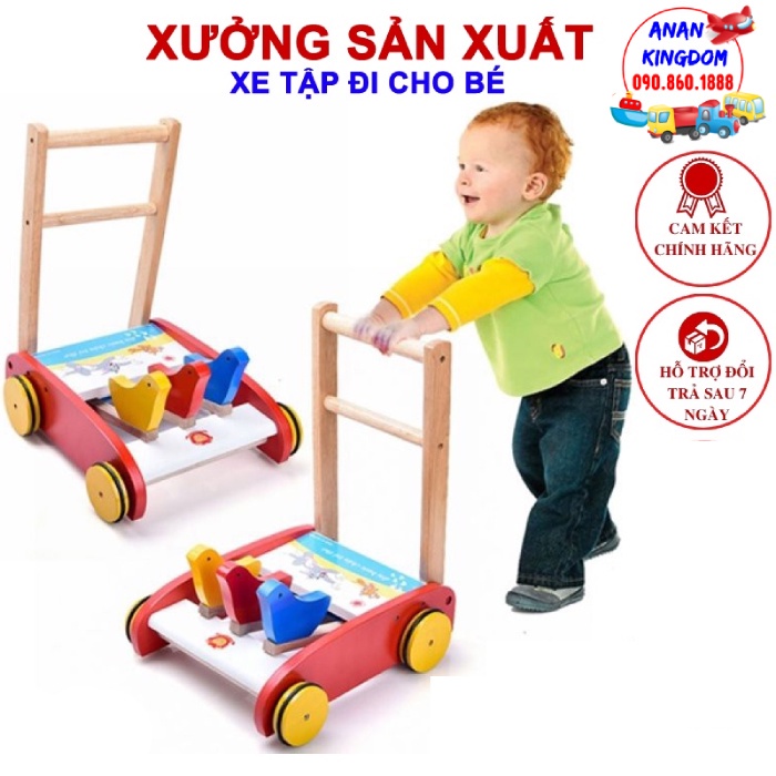 (Xưởng Sx - tuyển sỉ) Xe tập đi gỗ cao cấp - xe gà tập đi hình con gà cho bé SIÊU chắc chắn