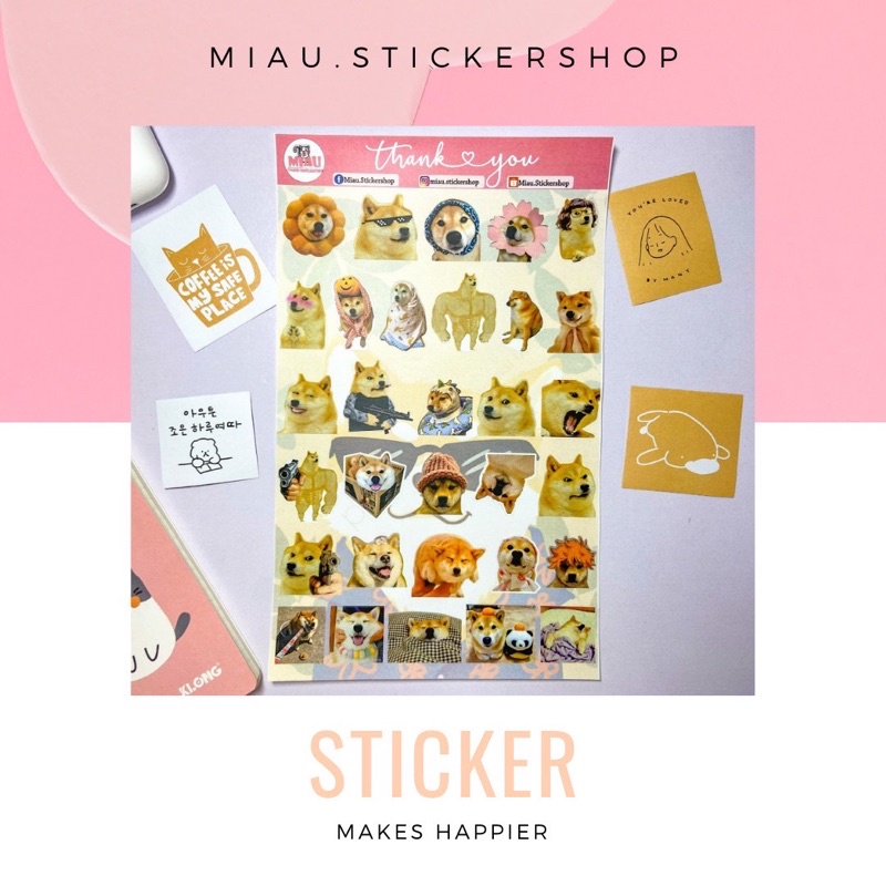 BÌA STICKER MEME CHÓ SHIBA 31 MIẾNG