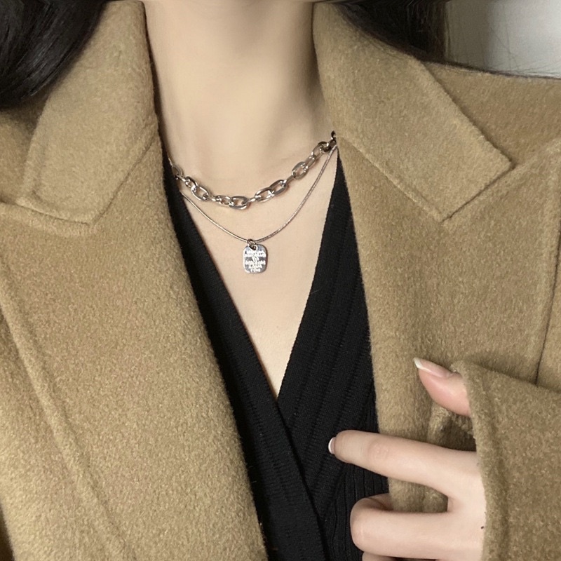 Dây chuyền, vòng choker 2 lớp dây xích cá tính DC03