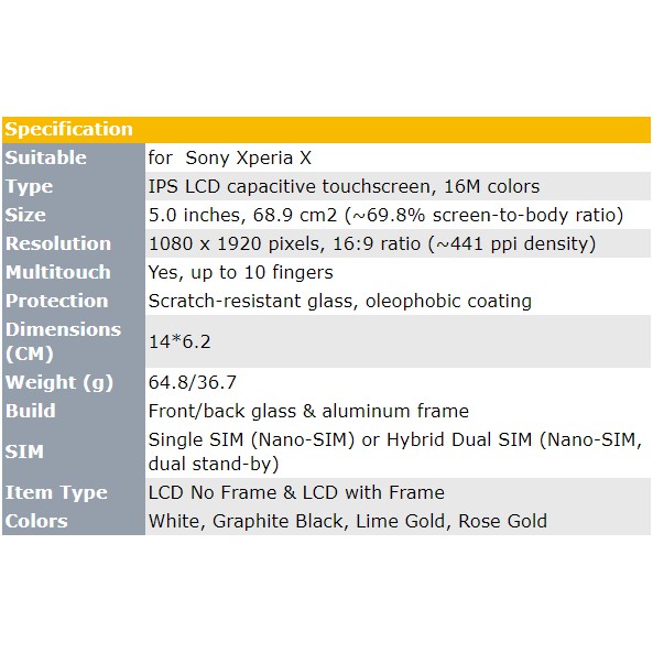 Màn Hình lcd Cảm Ứng Thay Thế Cho sony xperia sony xperia x / x performance f5122 f5121 so-04h f8131 Sv33 f8132 502so