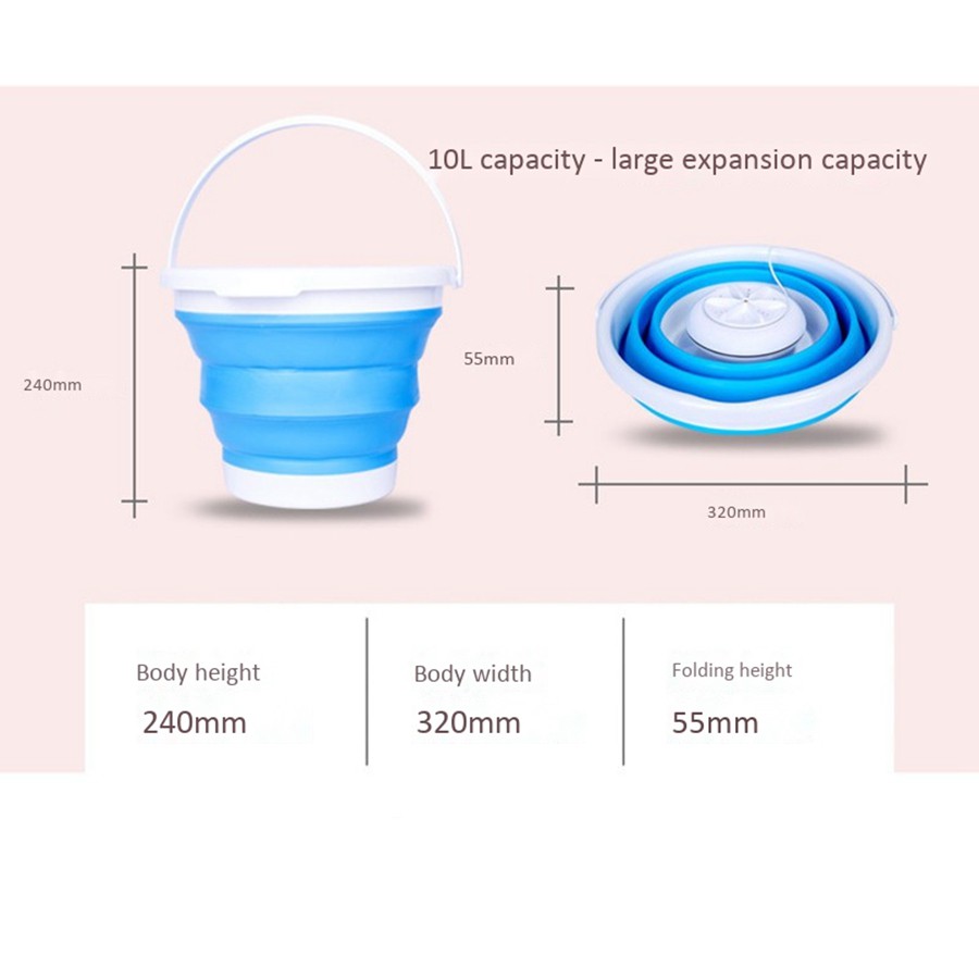 Máy Giặt Mini Sử Dụng Sóng Siêu Âm Gấp Gọn Tiện Lợi