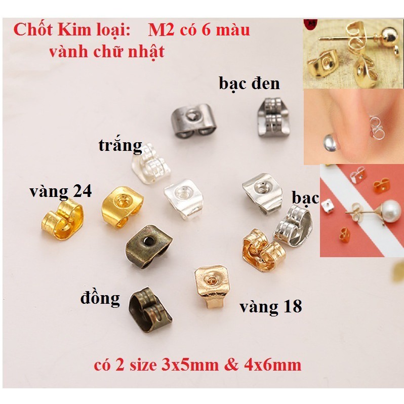 100 CHỐT ĐUÔI HOA TAI - BỊT SAU KHUYÊN XỎ / CHỐT CHUÔI HOA TAI đủ kiểu