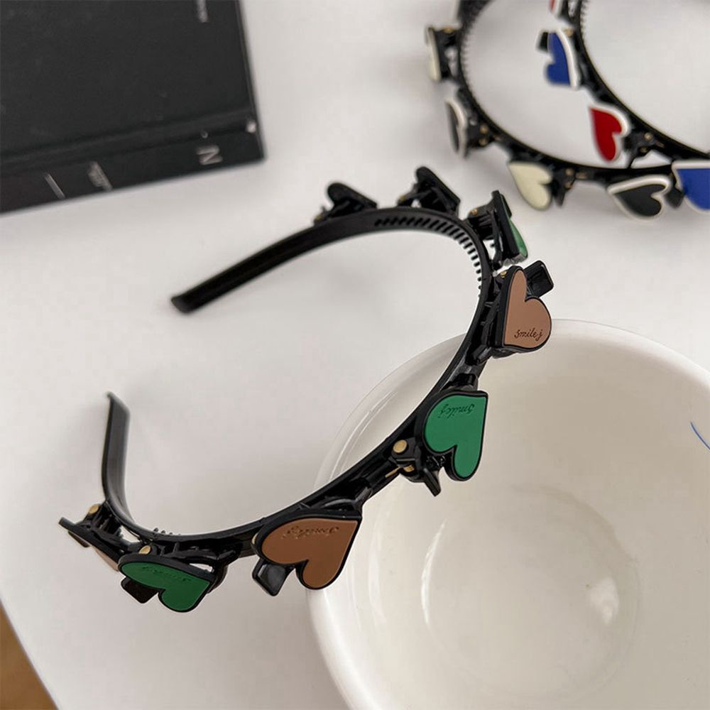 LILYES Sweet Women Hair Hoop Headwear Heart Headband Korean Hairbands Girl Hairclip For Girls Love Toothed Clip Bangs Hairpin Simple Braided Hair Clip