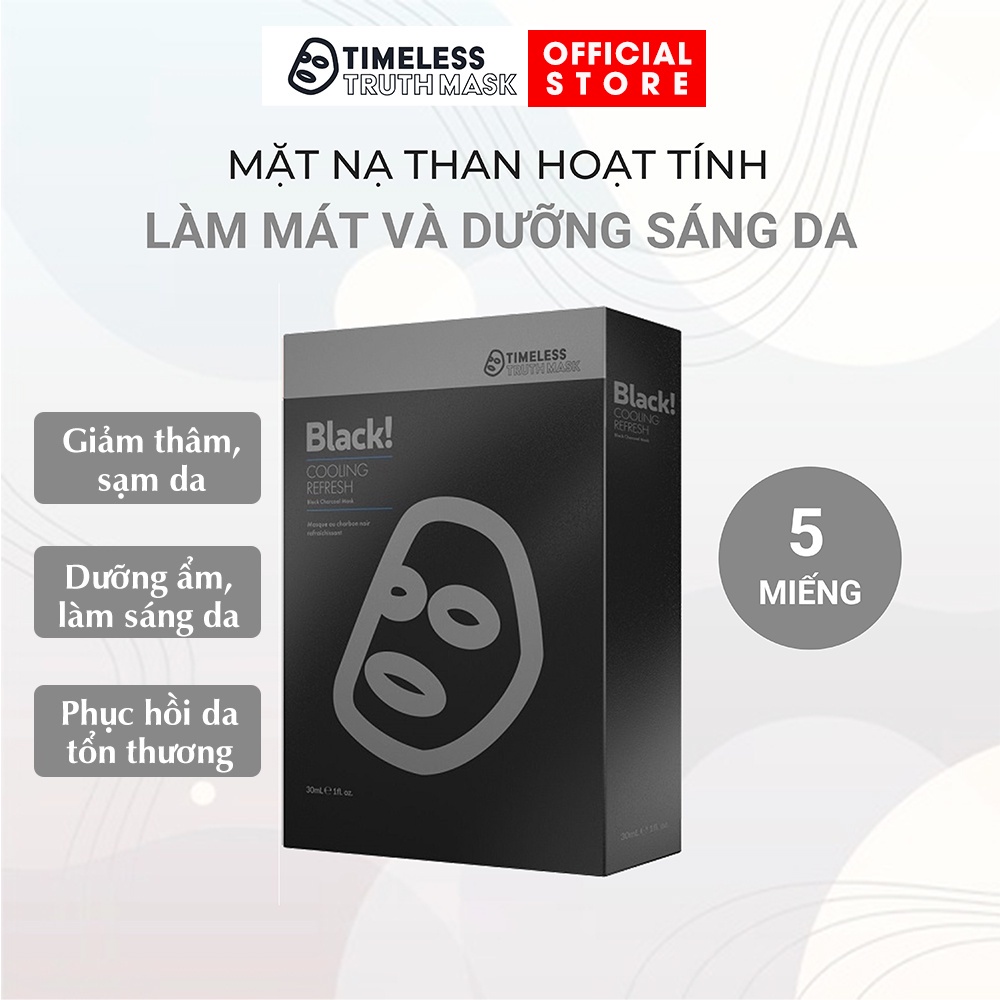 Mặt nạ than hoạt tính Timeless Truth Mask - Black Cooling làm mát và sáng da (30ml x 5 miếng)