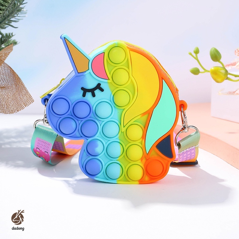 ⚡Giá thấp nhất⚡Pop It Fidget Rainbow Color Bubble Bag Toy Crossbody Bag Túi kỳ lân Giải tỏa căng thẳng
