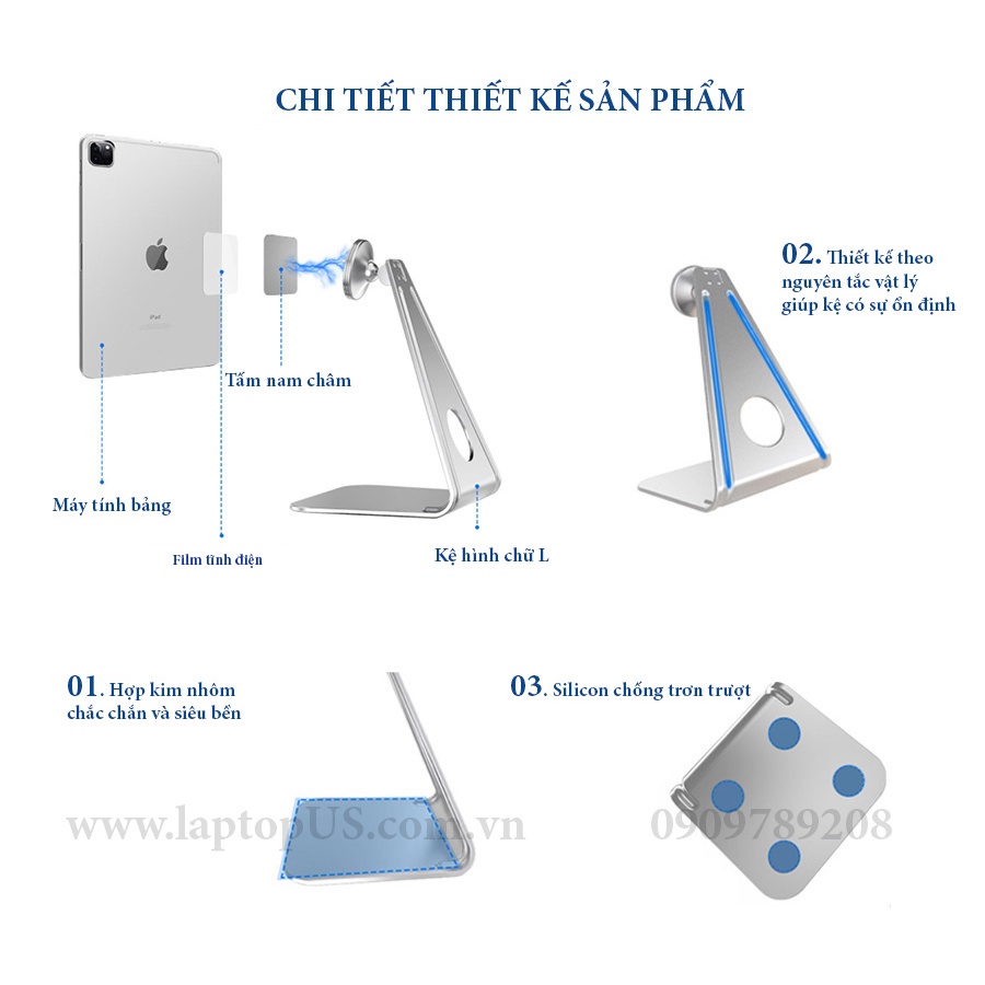 Giá Đỡ Nam Châm Hít Điện Thoại Ipad Nhôm