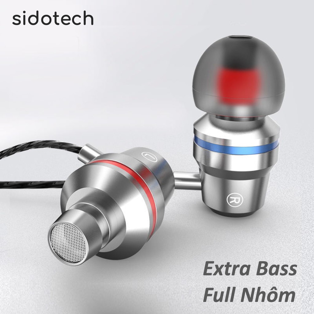 Tai nghe nhét tai có dây Sidotech Q5 siêu bass chuyên nghe nhạc EDM gaming esport jack 3.5 mm chống ồn nhét tai in ear