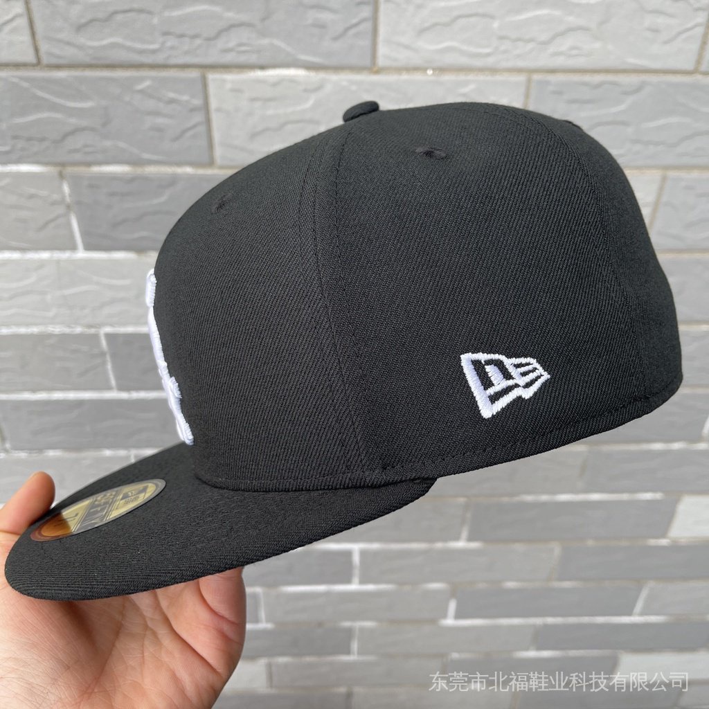 ♫Black MLB Players Style Chicago White Sox Baseball Cap Fully closed overcast Hat Flat Brim 84ND.