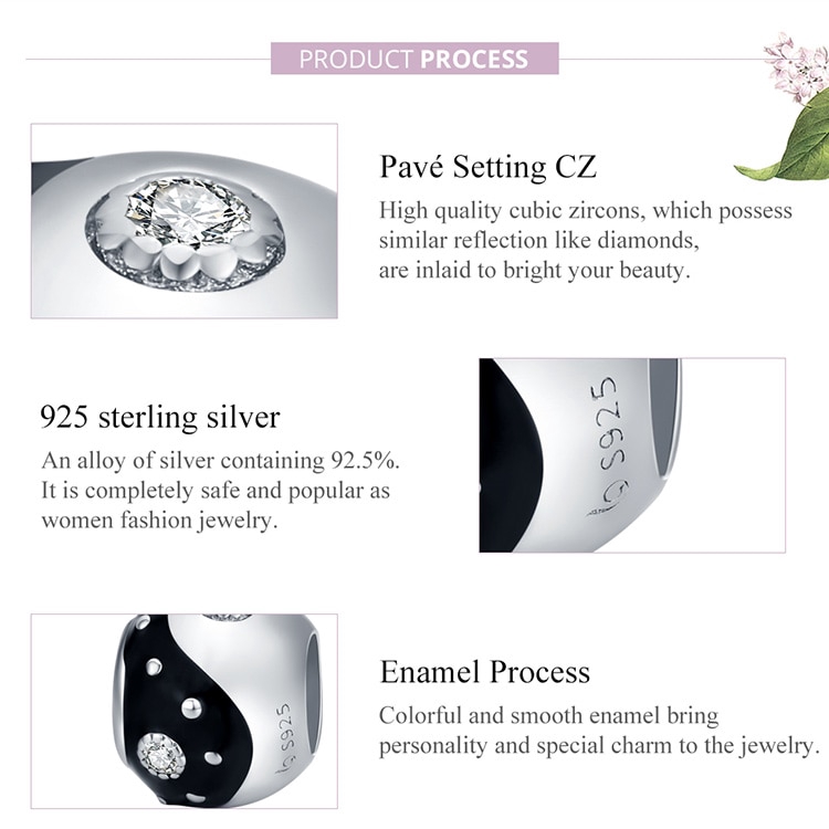 Hạt xỏ vòng tay Bamoer DIY bằng bạc thật dùng để vòng tay/dây chuyền