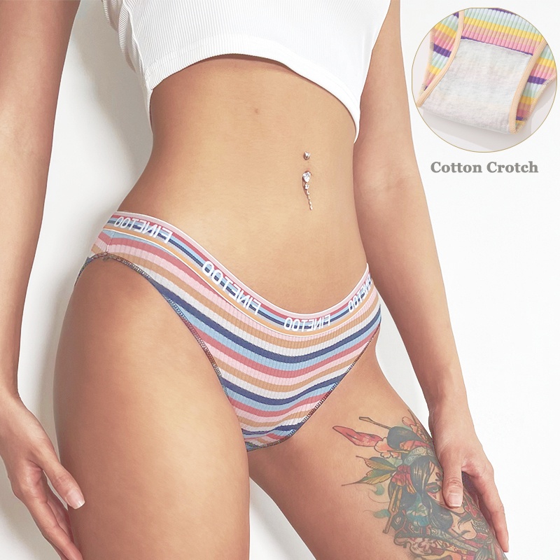 Bộ 3 Quần Lót Cotton Màu Sắc Cầu Vồng Quyến Rũ Cho Nữ