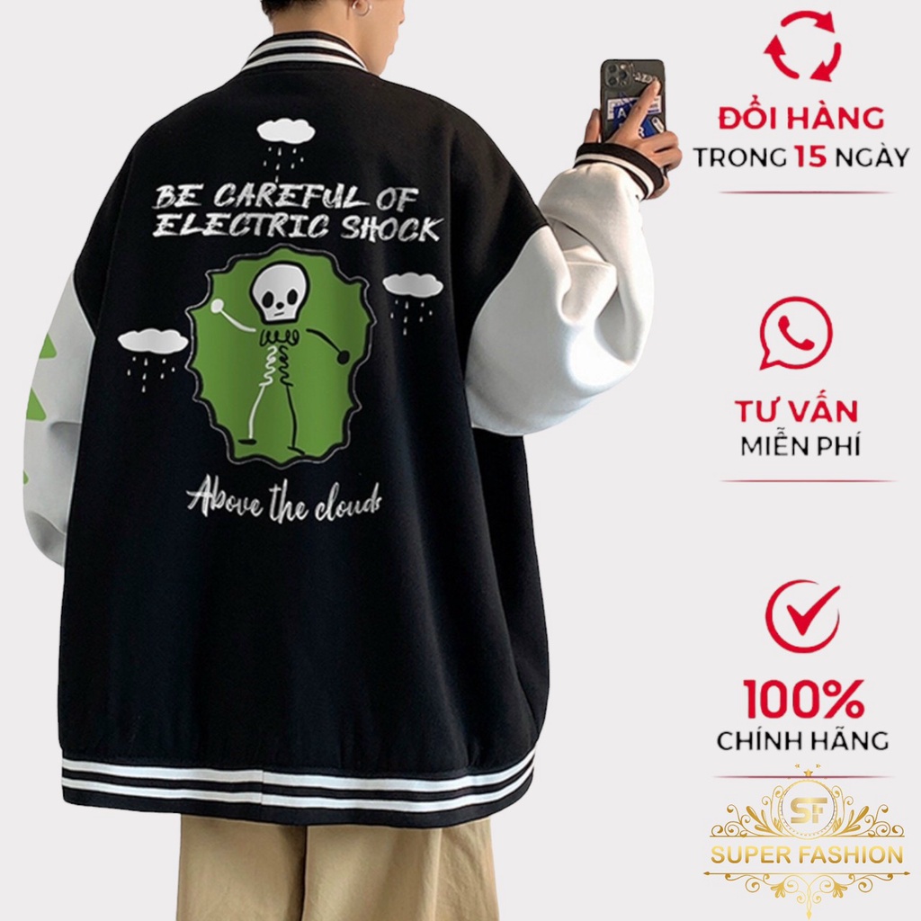 Áo Khoác Bomber Super Fashion Nam Họa Tiết Chữ R Thời Trang Teen