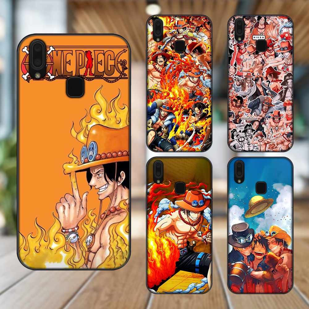 Ốp lưng Vivo Y91, Y95 viền đen in hình Ace One Piece