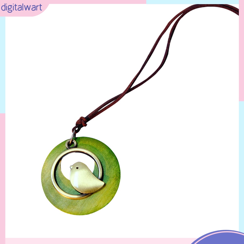 Dây Chuyền Mặt Gỗ Tròn Họa Tiết Chim Độc Đáo