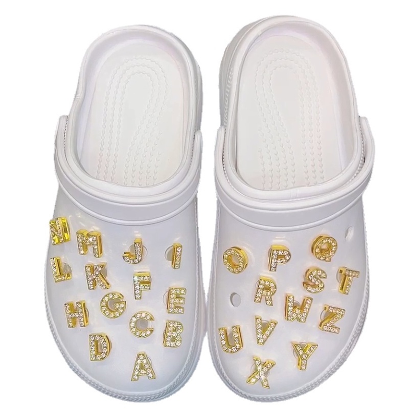 Phụ Kiện Trang Trí Giày Hình Chữ Cái Jibits Đính Đá Pha Lê Thời Trang Cho Nữ