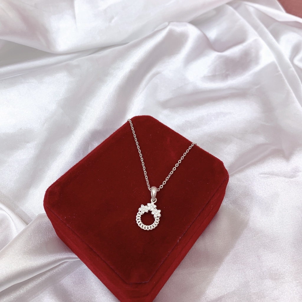 Dây chuyền nữ bạc ta nguyên chất S999 Lavesta mặt đính đá lấp lánh tinh tế, thanh lịch SUN569
