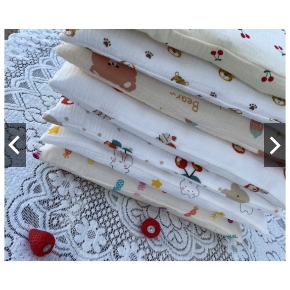 Gối Xô Sơ Sinh,Gối Xô MUSLIN Mềm Mịn Lõi Bông Thấm Hút Mồ Hôi Cho Bé