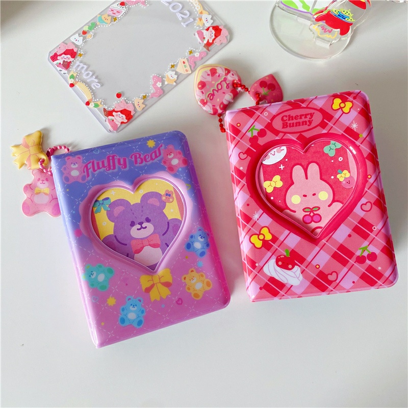 Sổ Card Kpop, Album Collect Book Fluffy Bear Cherry Bunny (móc khóa bán lẻ)