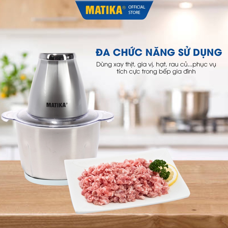 [Mã BMBAU300 giảm 10% đơn 499K] Máy Xay Thịt MATIKA 2L Cối Inox MTK-3225