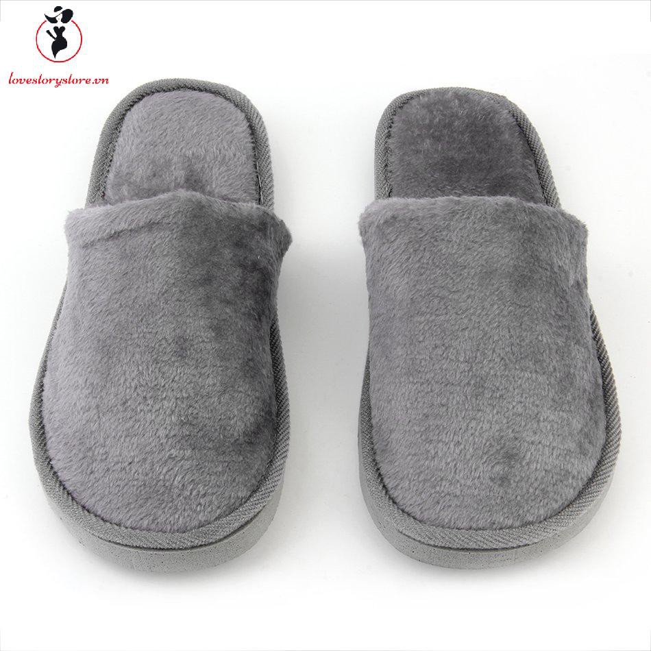 Dép Lông Vải Cotton Đi Trong Nhà Giữ Ấm Chân Chống Trượt Kiểu Dáng Xinh Xắn Thời Trang Nam Và Nữ