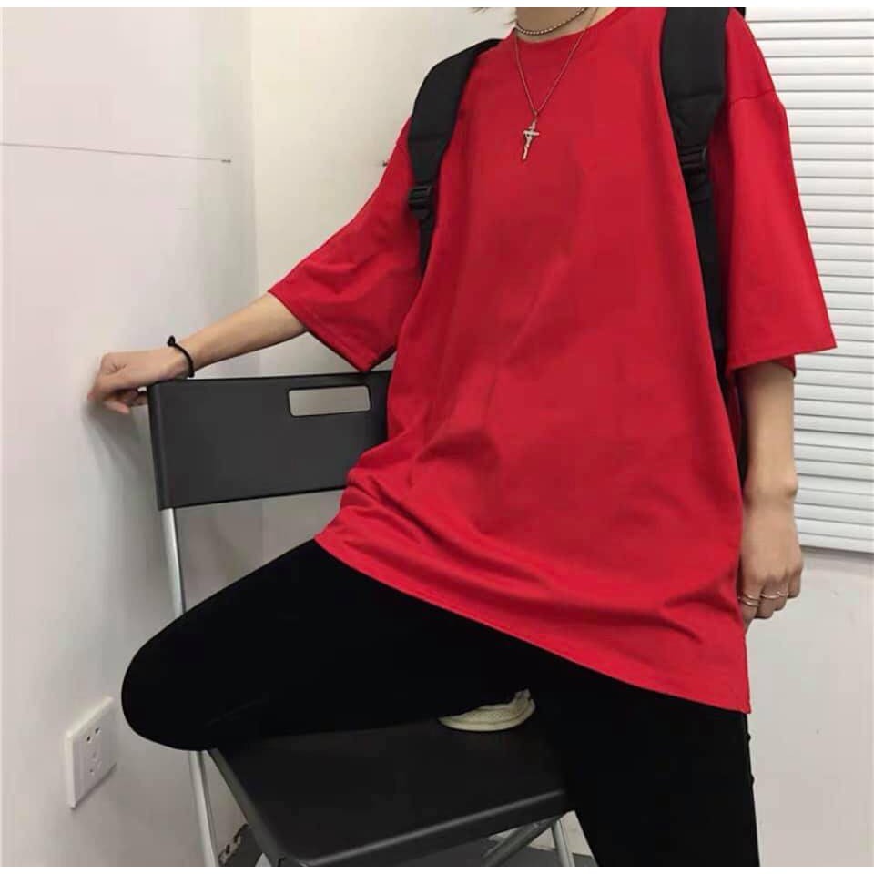 áo thun tay lỡ màu hồng dâu nam &amp; nữ FOME RỘNG có chọn size, chất thun xịn 1Al-03