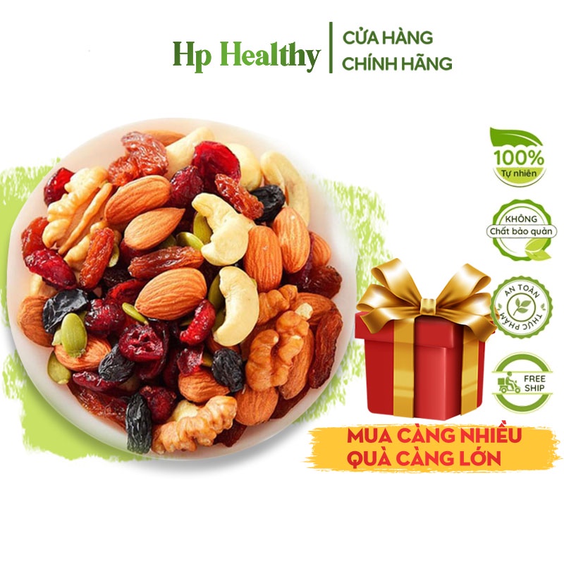 500G Mix Nuts Fruit 6 loại Granola Không Yến Mạch Hỗn Hợp Hạt Hoa Quả Sấy HP Healthy