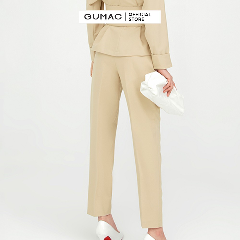 [Mã WABRGU72 giảm 10% tối đa 50k đơn 250k] Quần tây nữ xếp ly GUMAC ống bó màu be QB5132 | BigBuy360 - bigbuy360.vn