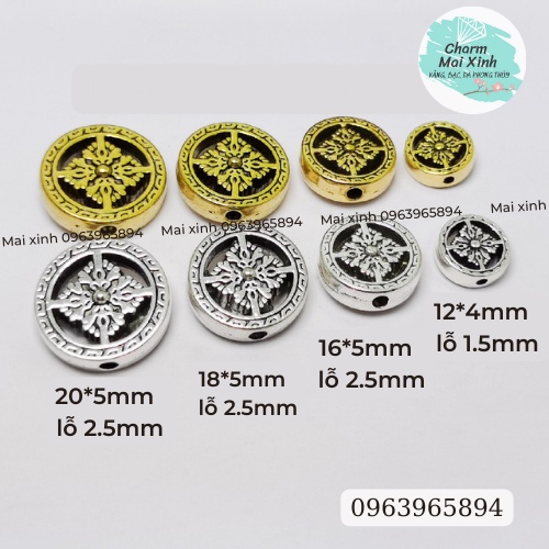 Bánh Xe Pháp Luân 12mm - phụ kiện xâu vòng tay nam nữ, charm phối vòng tay phong thuỷ handmade tự làm