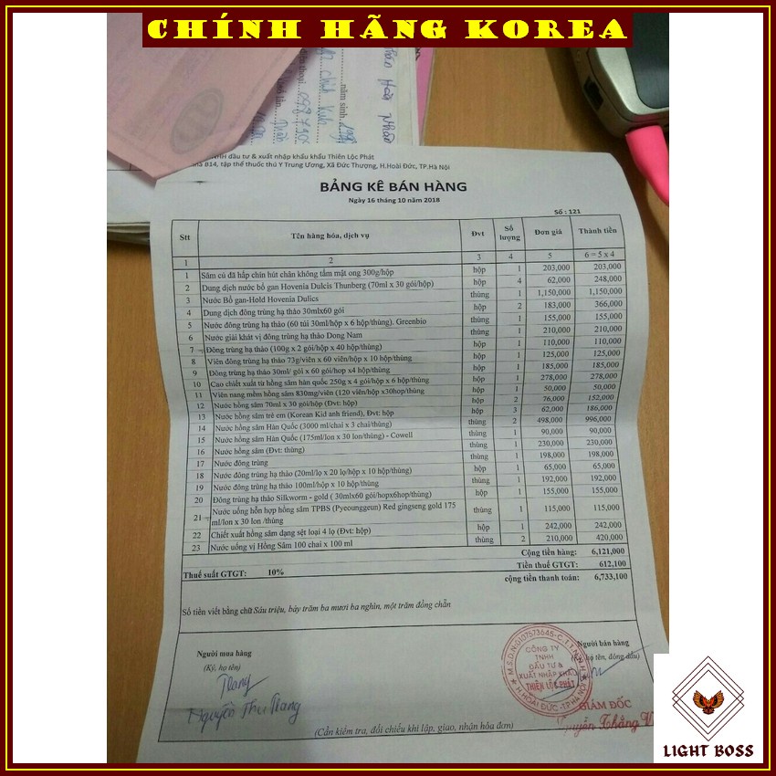 Đông Trùng Hạ Thảo Bio Hộp Gỗ Vàng 60 gói Hàn Quốc, minhchau