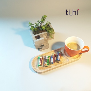 Khay gỗ đựng đồ ăn Tihi’ Decor Khay bầu dục chia hai ngăn gỗ Tần Bì cao cấp trang trí nhà cửa chụp ảnh decor nhiều size
