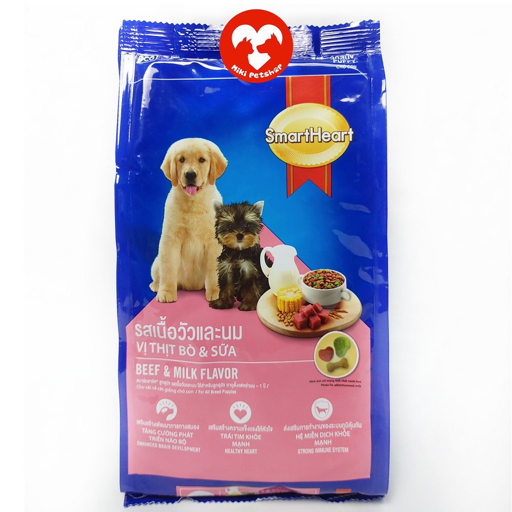 Thức Ăn Cho Chó Con Hạt Smartheart Puppy 400g Vị Bò Và Sữa - Miki Petshop