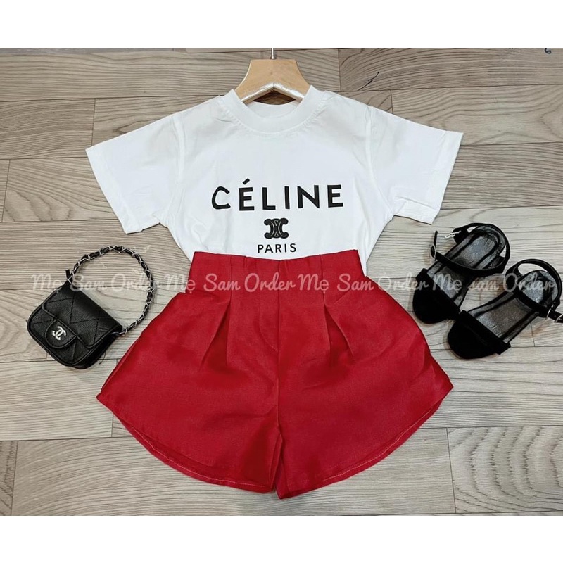 Set áo cotton kèm quần tacta sành điệu cho bé gái