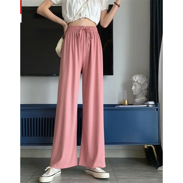 Quần ống rộng Chất Liệu Lụa Lạnh Thiết Kế Mỏng Kiểu Dáng Đơn Giản Thời Trang Mùa Hè 2022