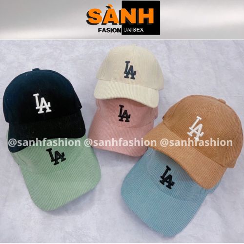 Mũ lưỡi trai thêu hình chữ LA Nón kết chất nhung tăm cao cấp thời trang form unisex nam nữ_sanhfashion