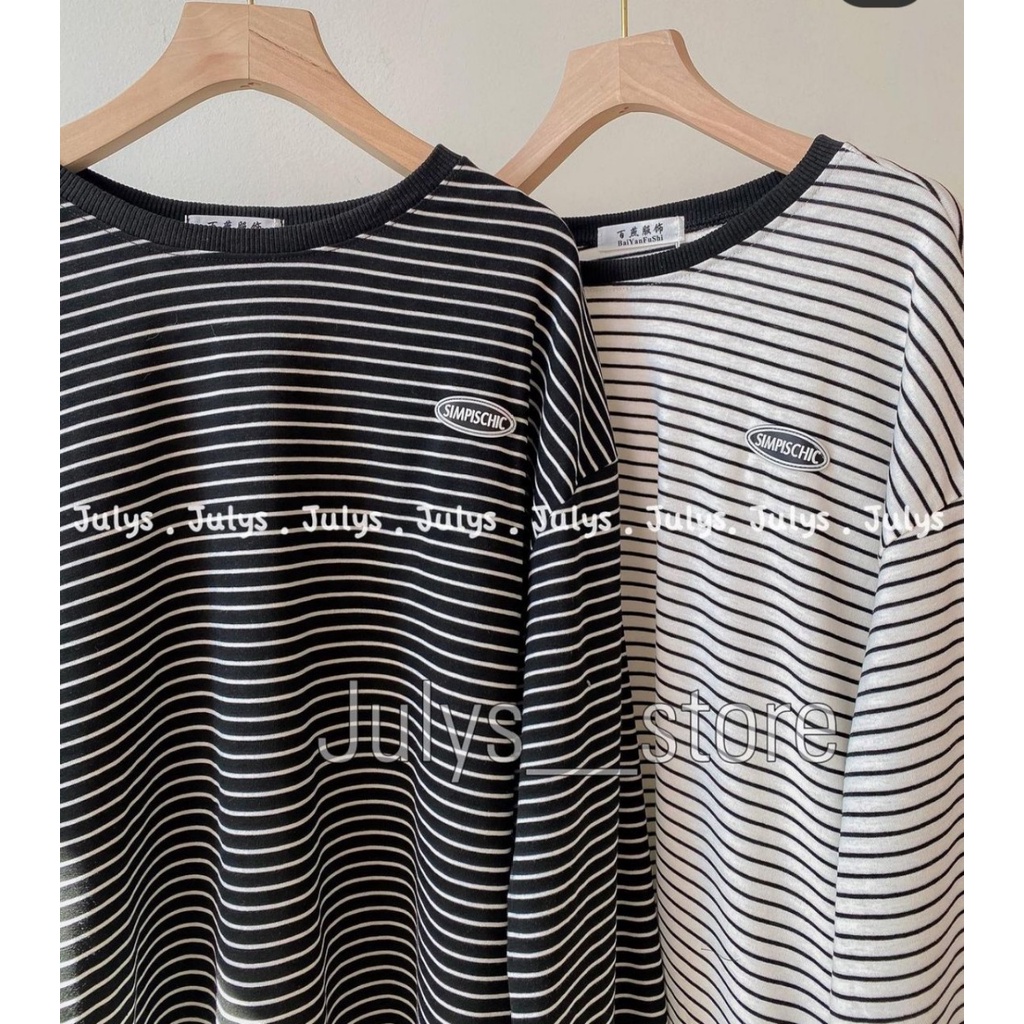 Áo PULL sợi kẻ nhỏ may logo cao su SIMPISCHIC form rộng (Có sẵn/ảnh thật) | BigBuy360 - bigbuy360.vn