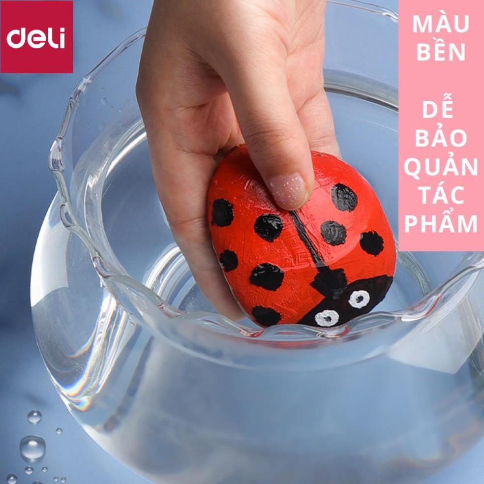 Màu Acrylic chuyên nghiệp Deli - 12ml/tuýp - vẽ vải / vẽ quần áo / vẽ giày - 12/18/24 màu - 73856 / 3857 / 73858 [Deli]