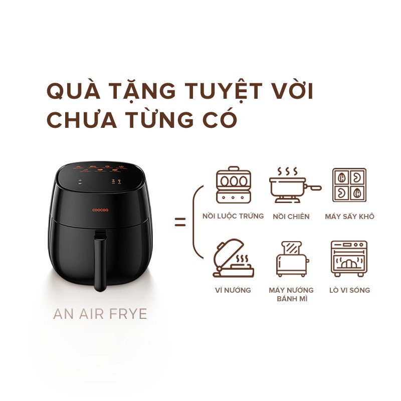 Nồi chiên không dầu 4L Coocaa AF-DE1 - Điều khiển điện tử cảm ứng - Công suất 1400W