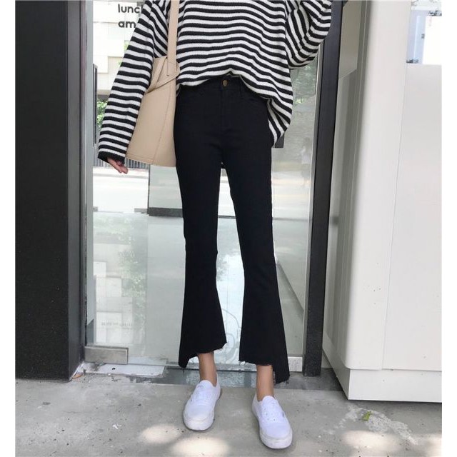 Quần jeans loe rách gấu [ảnh thật]