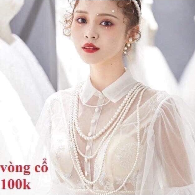 Tổng Hợp Vòng Cổ Cô Dâu Đá Hạt Trai Cao Cấp Không Han Gỉ