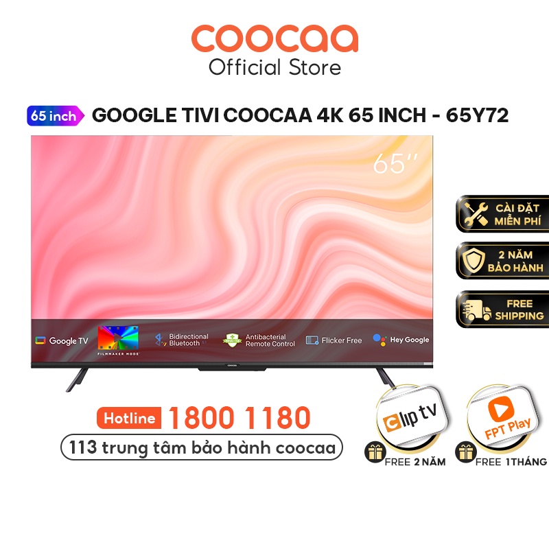 Google Tivi Coocaa 4K 65 Inch - Model 65Y72 - Miễn phí lắp đặt