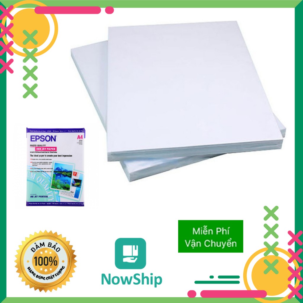 Giấy in màu Epson A4 100 tờ ĐL130gsm - Giấy in phun - Giấy in ảnh cán mờ { dụng cụ văn phòng phẩm các loại,..}