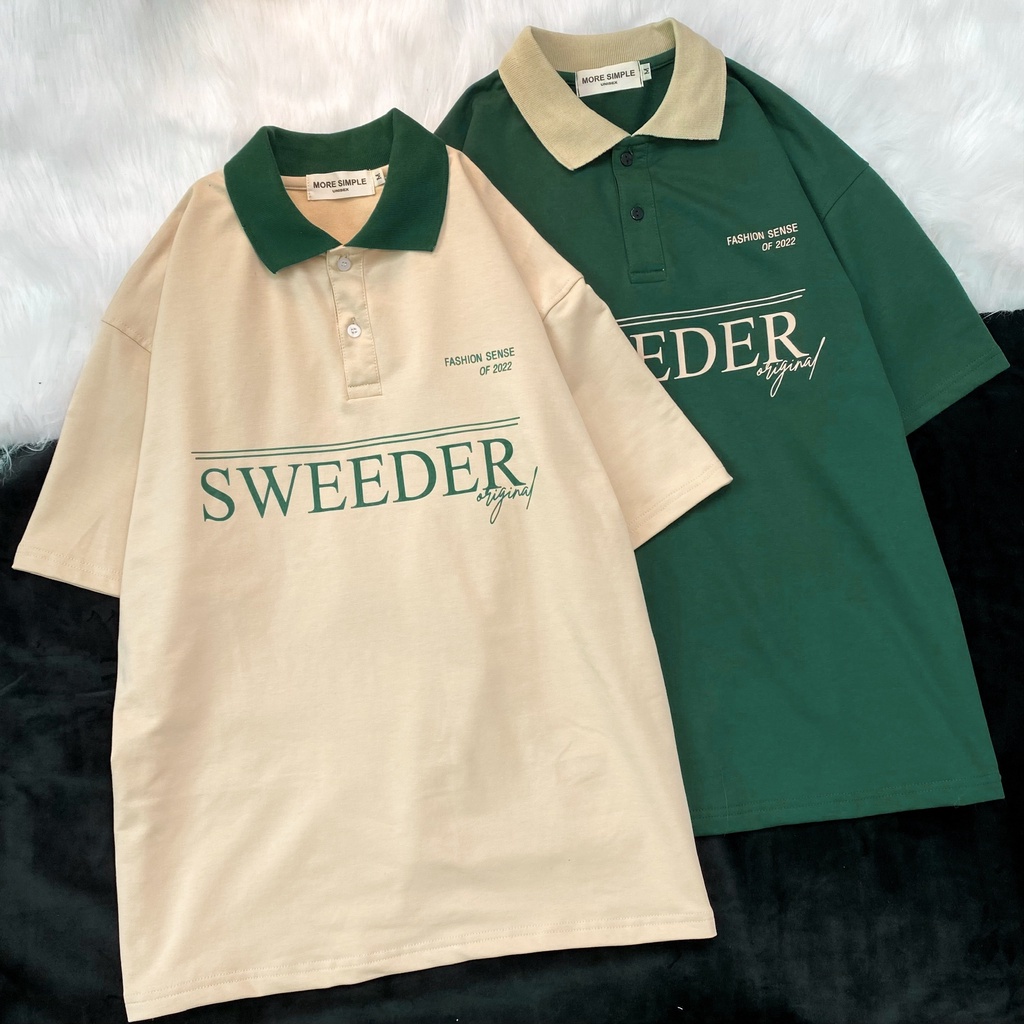 Áo thun Polo Sweeder Fashion Nam Nữ Unisex - áo thun cổ bẻ tay lỡ form rộng co giãn, thoáng mát GIDI