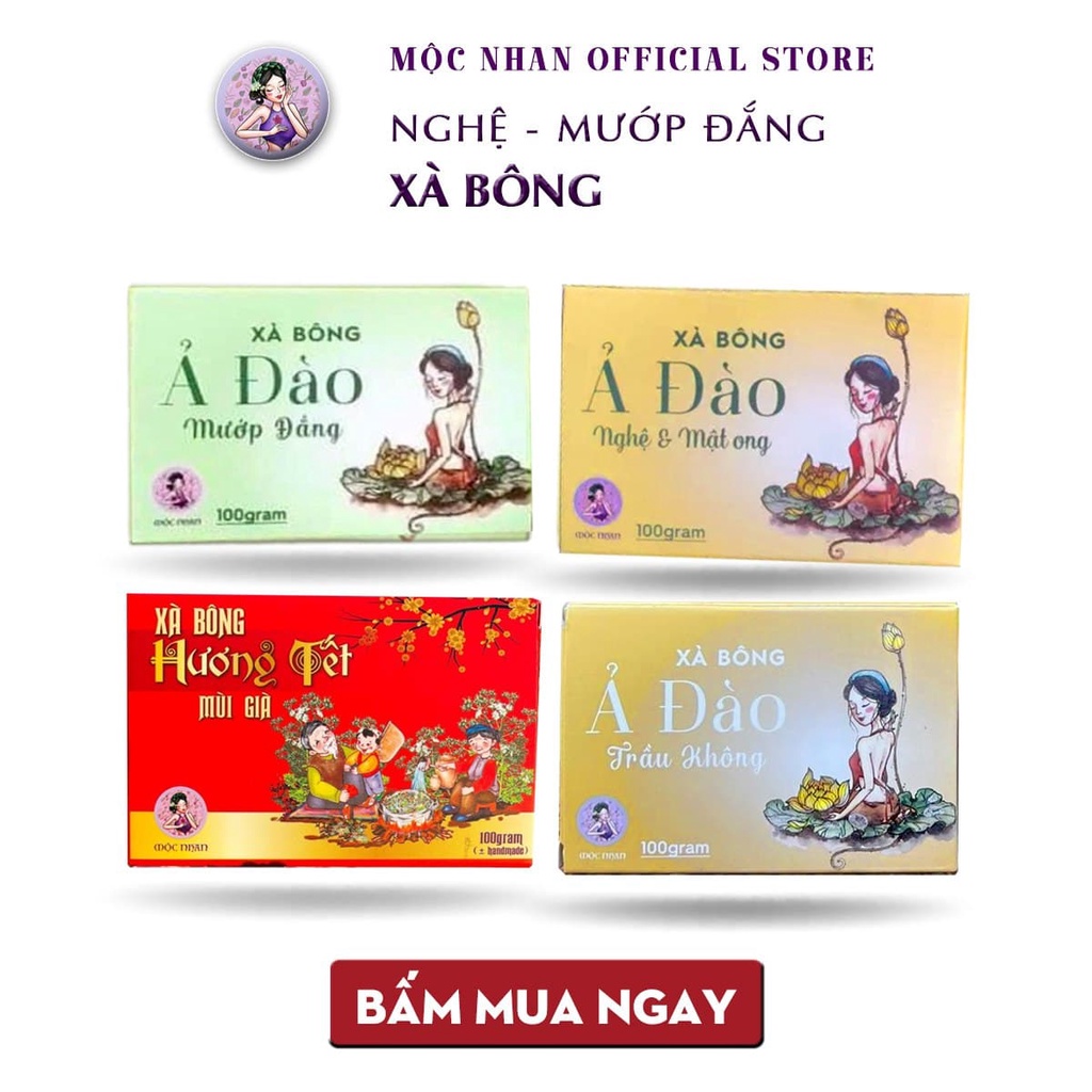 Xà bông nghệ, mướp đắng, handmade, thảo dược, thiên nhiên, sáng da, giảm mụn  chính hiệu MỘC NHAN 100g