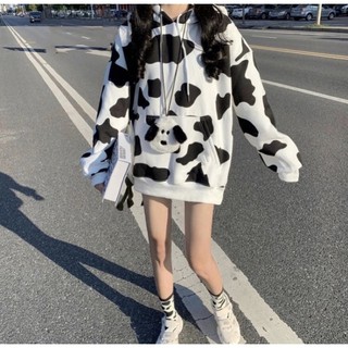 Áo hoodie bò sữa
