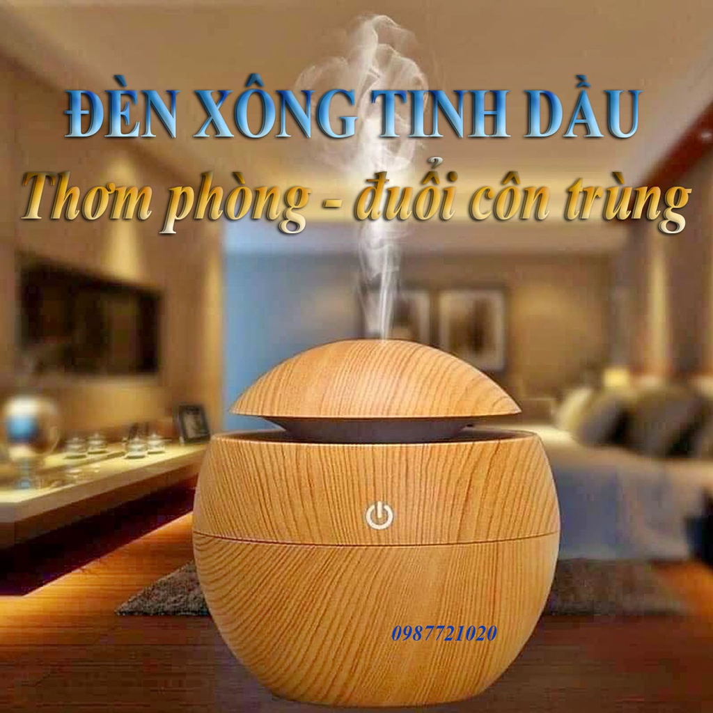 Máy khếch tán tinh dầu vân gỗ Máy Xông Tinh Dầu, Đèn Xông Tinh Dầu,Phun Sương Tạo Âm, Chống Muỗi và Côn Trùng Luô