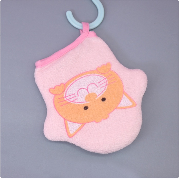 Găng Tay Tắm Cho Bé, Gang Tay Cotton Mềm Mại In Hình Hoạt Hình Cho Bé
