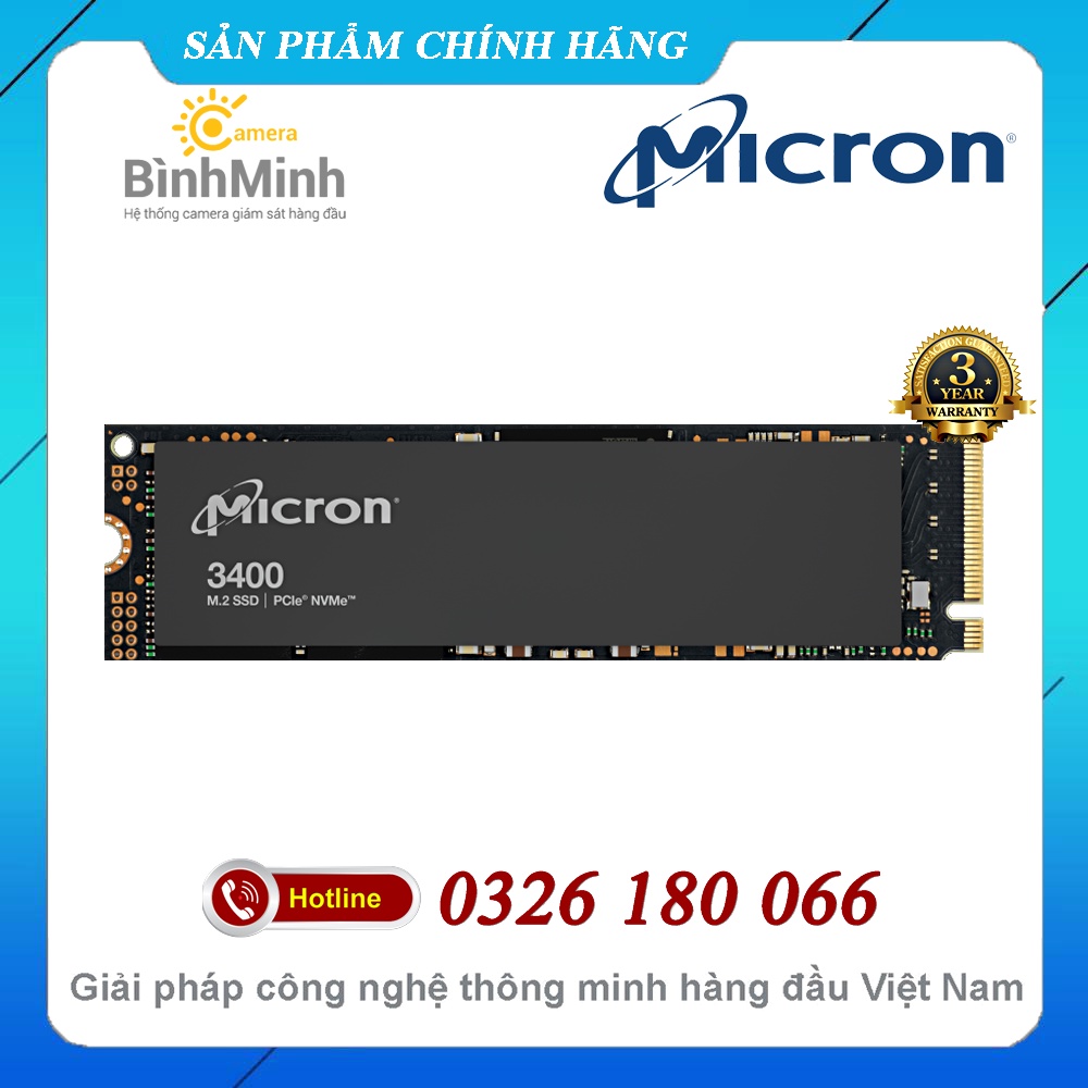 Ổ Cứng SSD 512GB Micron 3400 NVMe M2 PCIe Gen4 x4 2280 (MTFDKBA512TFH)