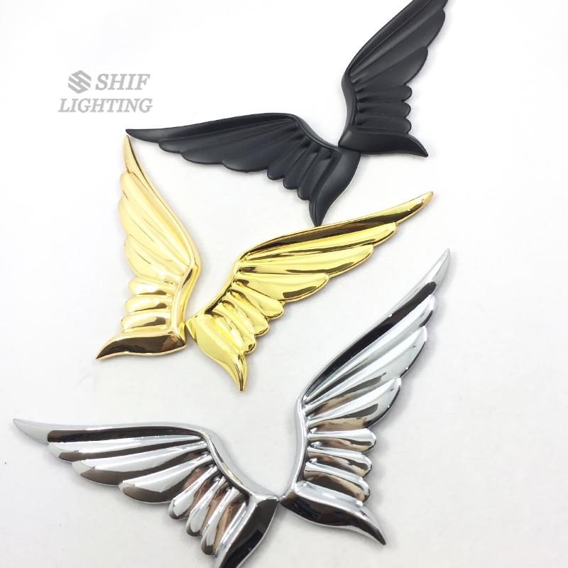 Miếng dán trang trí xe hơi hình đôi cánh thiên thần bằng kim loại nhiều màu tùy chọn